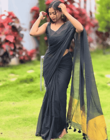 Inspired Khadi Black Saree