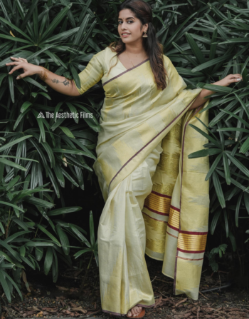 Double Side Shiny Border Tissue Saree