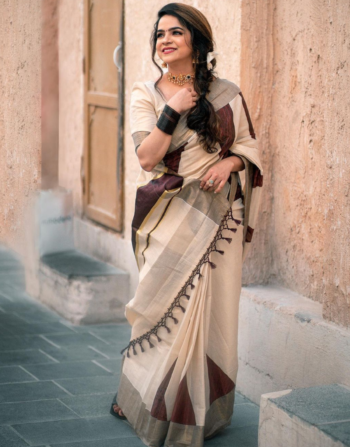 Coffee Brown Temple Saree