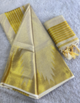 Golden Jari Weave Temple Set Mundu Tissue