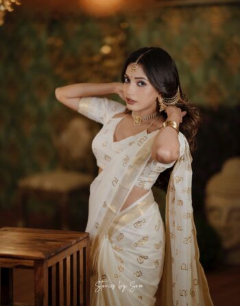 Shiny Malayalam Khadi Cotton Saree