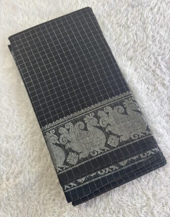 Silver Contrast Border Saree