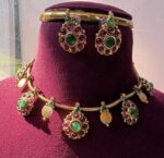 Model Kemp Coin Palakka Necklace Raaga Atelier