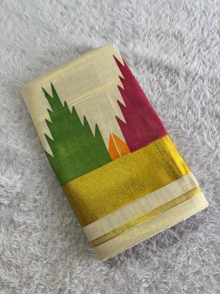 Tri Color Design Golden Tissue Saree | Raaga Atelier