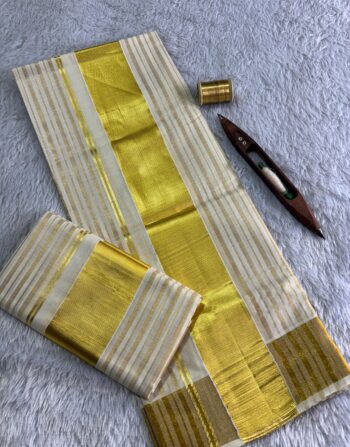 Shiny Gold Line Set Mundu
