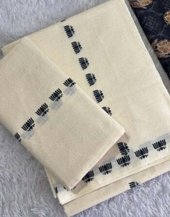 Mini Floral Leaf Print Set Mundu