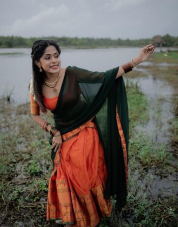 Peacock Border Half Saree