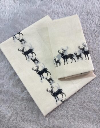 Deer Printed Cotton Set Mundu