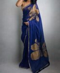 Golden Shiny Hibiscus Saree