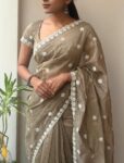 The Antique Mouse Color Chanderi Cotton Saree
