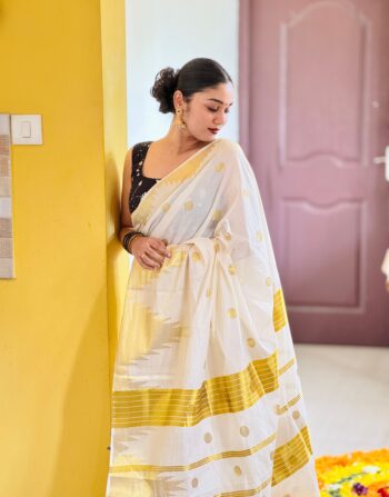 Temple Polka Cotton Saree