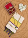 Border Checks Golden Tissue Saree