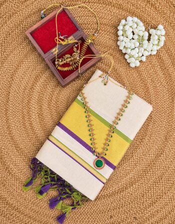 Border Checks Golden Tissue Saree