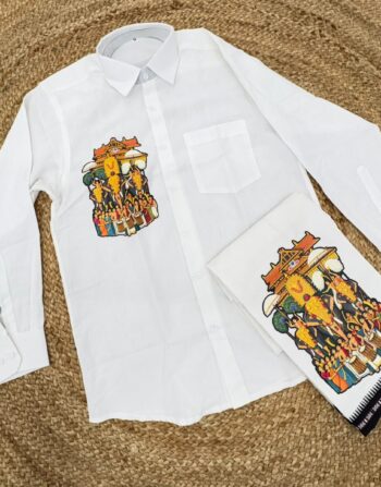 Onam Theme Combo Set (Cotton Shirt & Mundu - Elephant Print)