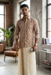 Onam Theme Combo Set (Cotton Shirt & Mundu - Multi Floral)